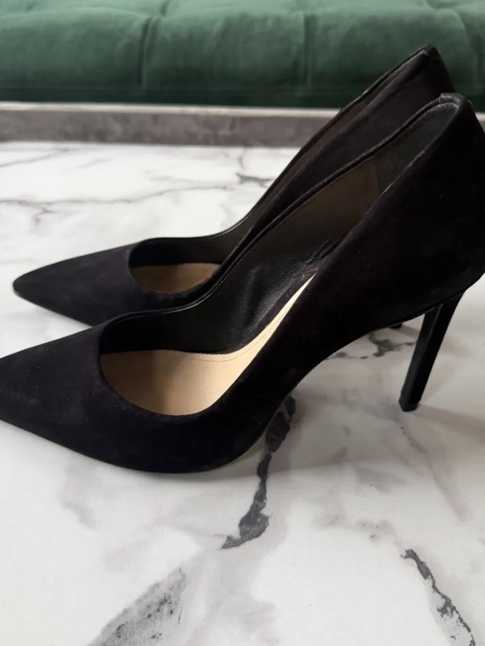 SCHUTZ Lou High Stiletto Pumps in Black Nubuck Size 8.5
